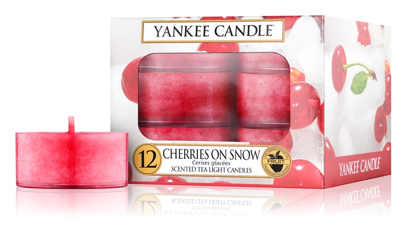 Yankee Candle Cherries on Snow čajová svíčka 12 x 9,8 g